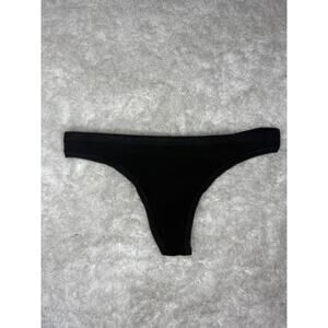 Victoria’s Secret Cotton Lingerie Black Thong Panty Medium VS Logo